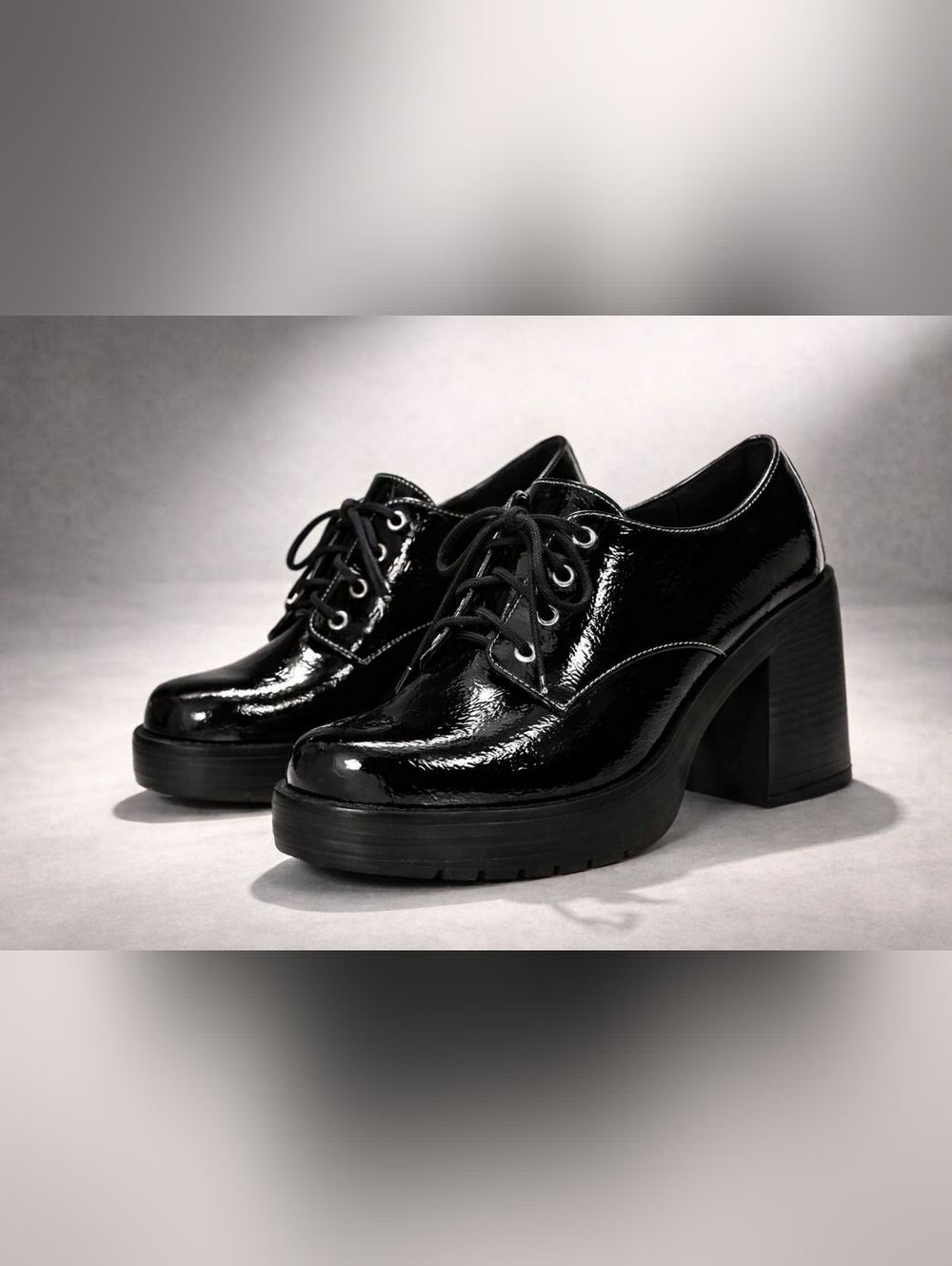 Dirty Laundry Black Patent Lace-Up Platform Heels